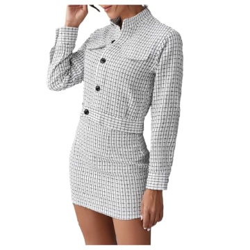 Elegant SweatyRocks Women's Tweed Blazer Skirt Suit Set