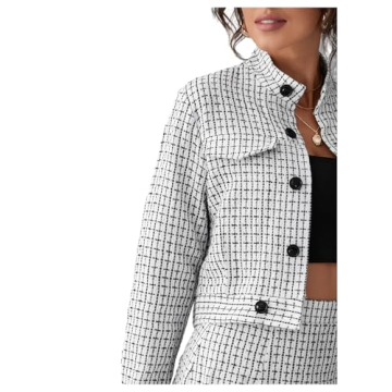 Elegant SweatyRocks Women's Tweed Blazer Skirt Suit Set