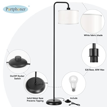 Stylish LED Floor Lamp with 3 Color Temperature Settings