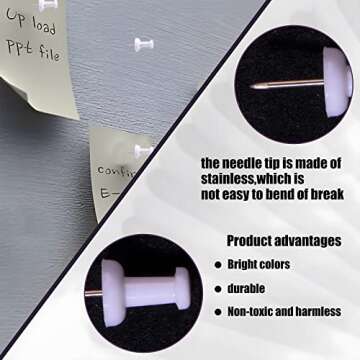 VAPKER Push Pins Tacks 120Pcs White Thumb Tacks Larger Size Pin Map Tacks Plastic Head with Steel Point for Bulletin Board