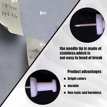 VAPKER Push Pins Tacks 120Pcs White Thumb Tacks Larger Size Pin Map Tacks Plastic Head with Steel Point for Bulletin Board