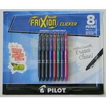 Pilot FriXion Clicker Eraseable Gel Ink Pens - 8 Assorted Colors