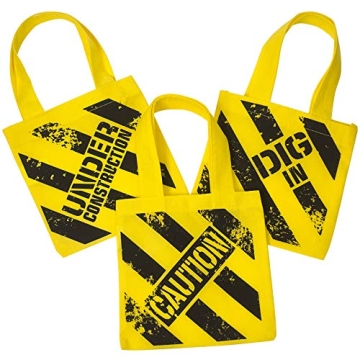 Bedwina Construction Party Supplies - 24 Pack Hats & Tote Bags