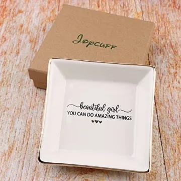 JoycuFF Ceramic Trinket Dish for Inspirational Gifts