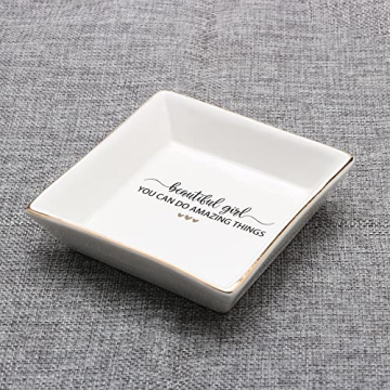 JoycuFF Ceramic Trinket Dish for Inspirational Gifts