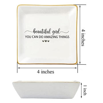 JoycuFF Ceramic Trinket Dish for Inspirational Gifts