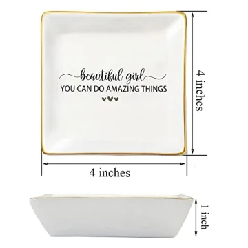 JoycuFF Ceramic Trinket Dish for Inspirational Gifts