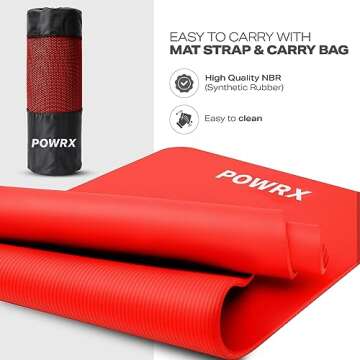 POWRX 1/2" Thick Yoga Mat - Set of 3 Exercise Mats in 3 Width Options with Carry Strap and Bag - Non-Slip Workout Mats for Men and Women - Home Fitness, Pilates, Gymnastics, Gym Equipment
