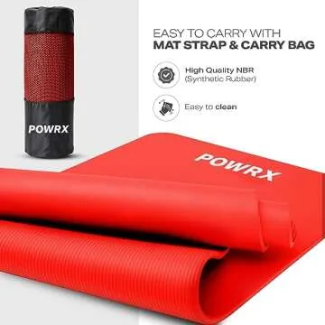 POWRX 1/2" Thick Yoga Mat - Set of 3 Exercise Mats in 3 Width Options with Carry Strap and Bag - Non-Slip Workout Mats for Men and Women - Home Fitness, Pilates, Gymnastics, Gym Equipment