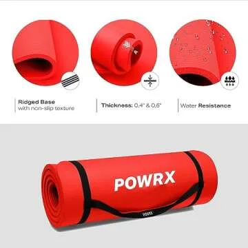 POWRX 1/2" Thick Yoga Mat - Set of 3 Exercise Mats in 3 Width Options with Carry Strap and Bag - Non-Slip Workout Mats for Men and Women - Home Fitness, Pilates, Gymnastics, Gym Equipment