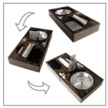 Monsiter Wooden Cigar Ashtray Set - Elegant Cigar Accessory