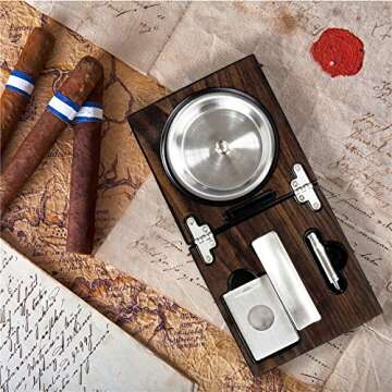 Monsiter Wooden Cigar Ashtray Set - Elegant Cigar Accessory