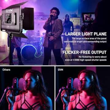 GVM RGB LED Video Light with Lighting Kits, 680RS 50W Led Panel Light with Bluetooth Control, 2 Packs Photography Lighting for YouTube Studio, Video Shooting, Gaming, Streaming, Conference