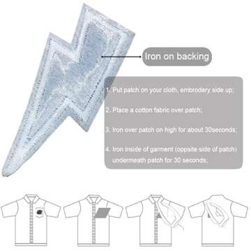 U-Sky Iron on Patches for Motorcycle Jackets, 3pcs Black Lightning Iron-on Patch, Sew on Appliques for Clothes Backpacks Jeans Bags Bedsheets to Cover Logo Rip Size 2.5x0.8inch