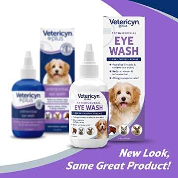 Vetericyn Plus Dog and Cat Eye Wash | Eye Drops for Dogs and Cats to Flush and Soothe Eye Irritations, Dog Tear Stain Cleaner, Safe for All Animals. 3 ounces