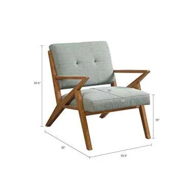 INK+IVY Rocket Mid,Century Modern Accent Chairs for Living Room with Solid Wood Frame Armrest and Legs, Upholstered Pipped Seat, Button Tufted Back Rest, Pecan Finish-Bed Decor, Family, Seafoam