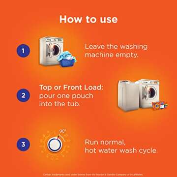 Tide Washing Machine Cleaner, Washer Machine Cleaner with Oxi for Front and Top Loader Washer Machines, Deep Cleaning Residue & Odor Eliminator, 10 Month Supply + Calendar