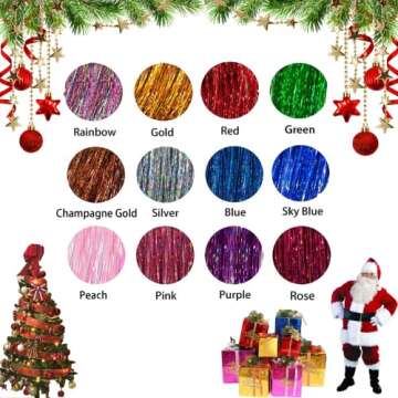 Hair Tinsel Kit With Tool 4200 strands Tinsel Hair Extensions 12 Colors Fairy Hair Tinsel, Sparkling Shiny Hair Tinsel Heat Resistant Highlights Glitter Tinsel Hair Extensions (48 Inch)