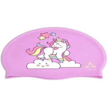 Waterproof Swim Caps for Kids Aged 2-8 by FUNOWN