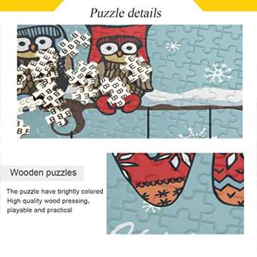 Valentines Day Owl Love Jigsaw Puzzle 1000 Pieces Winter Couple DIY Wall Art Intellectual Decompressing Fun Game for Adults Teens