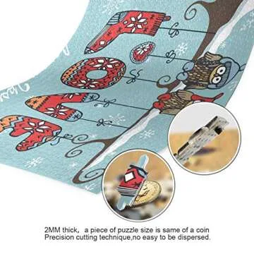 Valentines Day Owl Love Jigsaw Puzzle 1000 Pieces Winter Couple DIY Wall Art Intellectual Decompressing Fun Game for Adults Teens