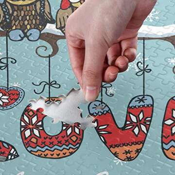 Valentines Day Owl Love Jigsaw Puzzle 1000 Pieces Winter Couple DIY Wall Art Intellectual Decompressing Fun Game for Adults Teens