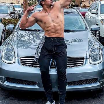 BROKIG Mens Stylish Gym Jogger Pants with Pockets