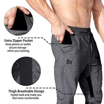 BROKIG Mens Stylish Gym Jogger Pants with Pockets