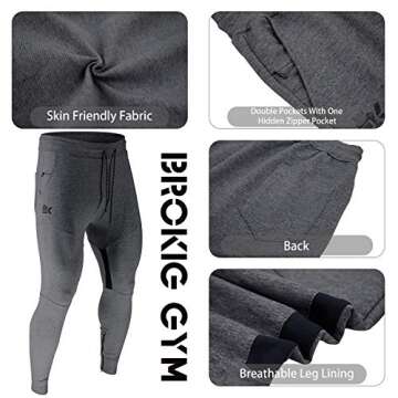 BROKIG Mens Stylish Gym Jogger Pants with Pockets