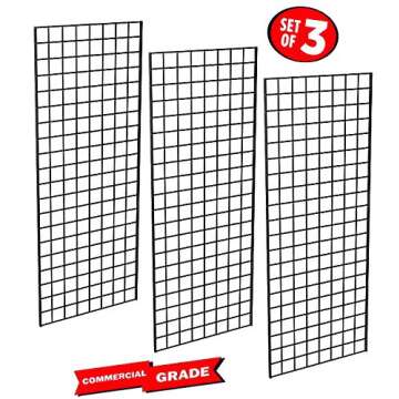 Versatile Only Hangers Grid Panels for Retail - Black, 3 Pack