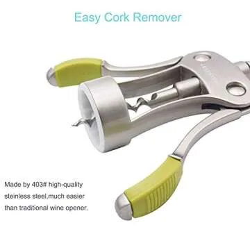 Stainless Steel Wing Corkscrew Wine Opener, Waiters Corkscrew Cork and Beer Cap Bottles Opener Remover, Used in Kitchen Restaurant Chateau and Bars
