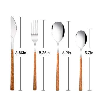 4-Piece Silverware Set, Stainless Steel Knife Fork Spoons Set (Knife, Fork, Dessert Spoon & Teaspoon) MFJUNS Flatware Set