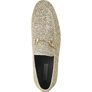 Bravo! Metallic Glitter Dress Loafers for Prom and Weddings