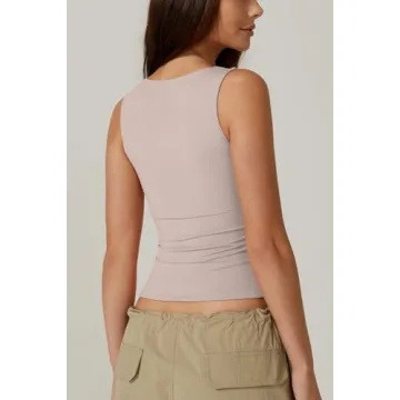 QINSEN Women's Stylish Sleeveless Square Neck Tank Top