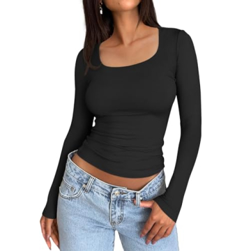 Trendy Queen Women's Long Sleeve Crop Tops - Y2K Fashion 2024