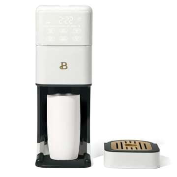 Generic Beautiful Perfect Grind Programmable Single Serve Coffee Maker by Drew Barrymore (White), 16 oz