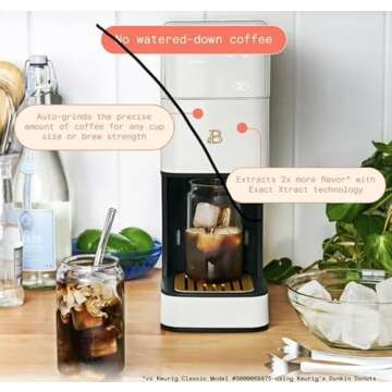 Generic Beautiful Perfect Grind Programmable Single Serve Coffee Maker by Drew Barrymore (White), 16 oz