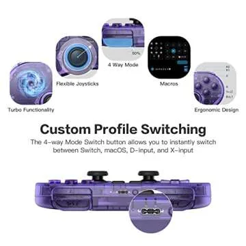 8Bitdo SN30 Pro Switch Wireless Bluetooth Game Controller Gamepad (Hall Effect Joystick Update) for Switch Steam Mac PC Android Windows MacOS (Purple)