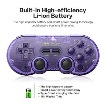 8Bitdo SN30 Pro Switch Wireless Bluetooth Game Controller Gamepad (Hall Effect Joystick Update) for Switch Steam Mac PC Android Windows MacOS (Purple)