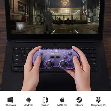 8Bitdo SN30 Pro Switch Wireless Bluetooth Game Controller Gamepad (Hall Effect Joystick Update) for Switch Steam Mac PC Android Windows MacOS (Purple)