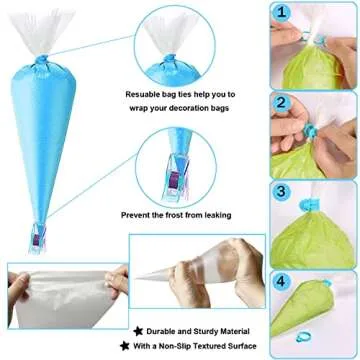 Piping Bags & Tips Set - 100 Disposable Pastry Bags Kit