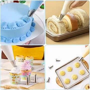 Piping Bags & Tips Set - 100 Disposable Pastry Bags Kit