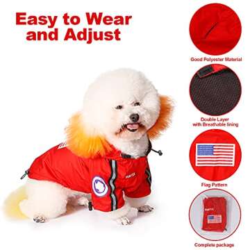 Dog Raincoat,Dog Raincoat Hooded with Reflective Strip,Waterproof Pet Clothes Adjustable Lightweight Rain Poncho Jacket,Breathable Rainwear for Small,Medium,Large,All Dogs (Small, Red)