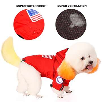 Dog Raincoat,Dog Raincoat Hooded with Reflective Strip,Waterproof Pet Clothes Adjustable Lightweight Rain Poncho Jacket,Breathable Rainwear for Small,Medium,Large,All Dogs (Small, Red)