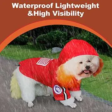 Dog Raincoat,Dog Raincoat Hooded with Reflective Strip,Waterproof Pet Clothes Adjustable Lightweight Rain Poncho Jacket,Breathable Rainwear for Small,Medium,Large,All Dogs (Small, Red)