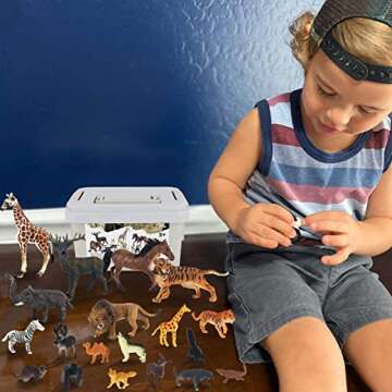 Tagitary Animal Figures Toys Realistic Animal Figures Jungle Wildlife Animals Cake Toppers Set for Kids with Elephant Giraffe Lion Tiger,Educational Toys for Boy and Girls(20 PCS)