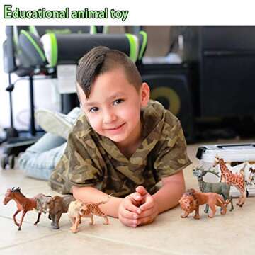 Tagitary Animal Figures Toys Realistic Animal Figures Jungle Wildlife Animals Cake Toppers Set for Kids with Elephant Giraffe Lion Tiger,Educational Toys for Boy and Girls(20 PCS)