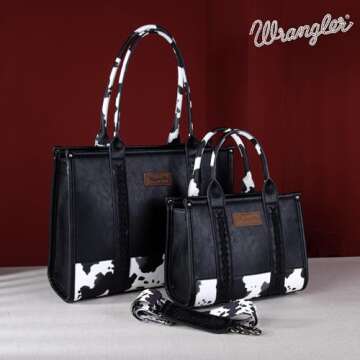× Wrangler Tote Handbag for Women Top Handle with Detachable Crossbody Strap WG102-8120SBK