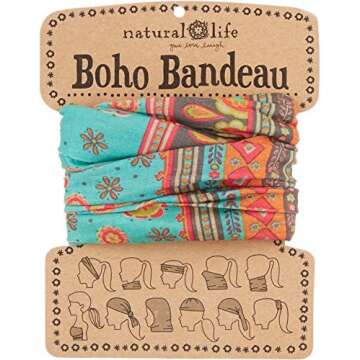 Natural Life Boho Bandeau Pattern, Turquoise and Grey