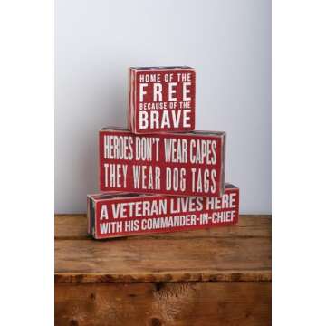 Primitives by Kathy 23148 Patriotic Box Sign, 4 x 4, Home Of The Free